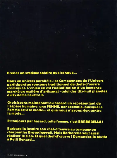 Verso de l'album Barbarella Tome 3 Le Semble-Lune