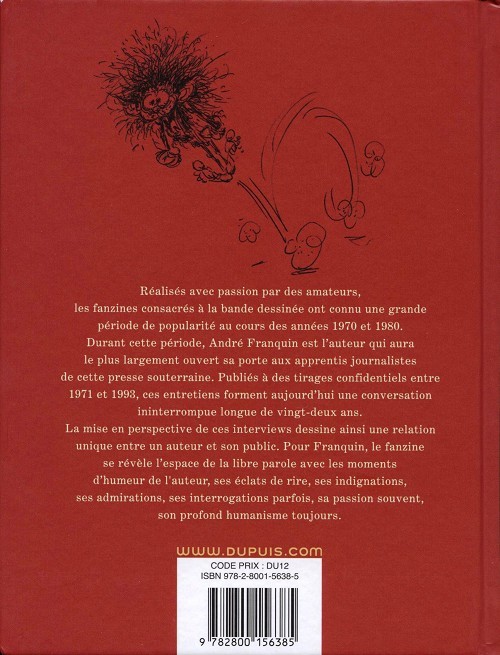 Verso de l'album Franquin et les fanzines