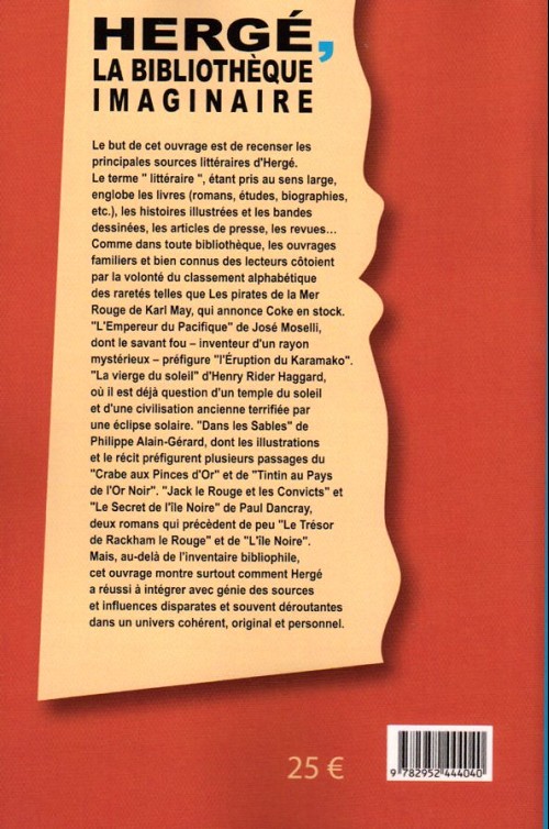 Verso de l'album Hergé, la bibliothèque imaginaire