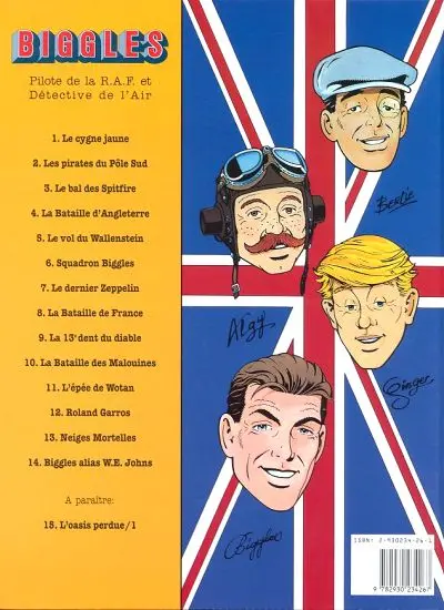 Verso de l'album Biggles Tome 14 Alias W. E. Johns - L'Album du centenaire