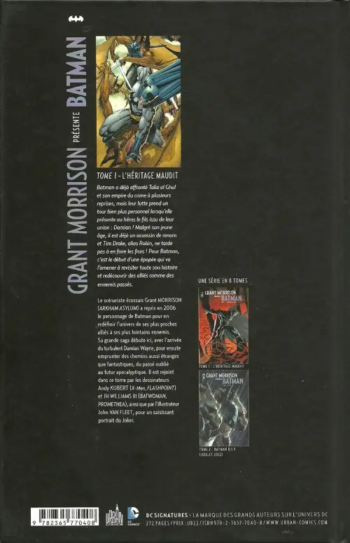 Verso de l'album Batman Tome 1 L'Héritage maudit