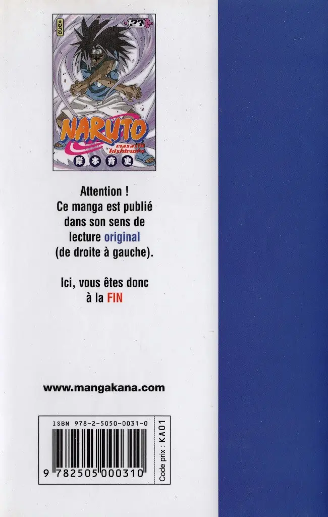 Verso de l'album Naruto 27 Le jour du départ !!