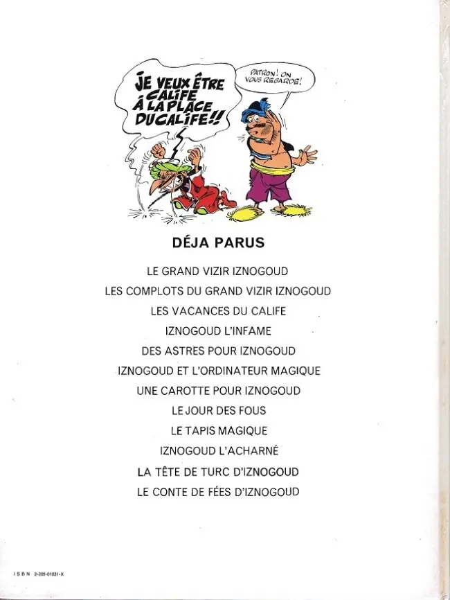 Verso de l'album Iznogoud Tome 12 Le conte de fées d'Iznogoud
