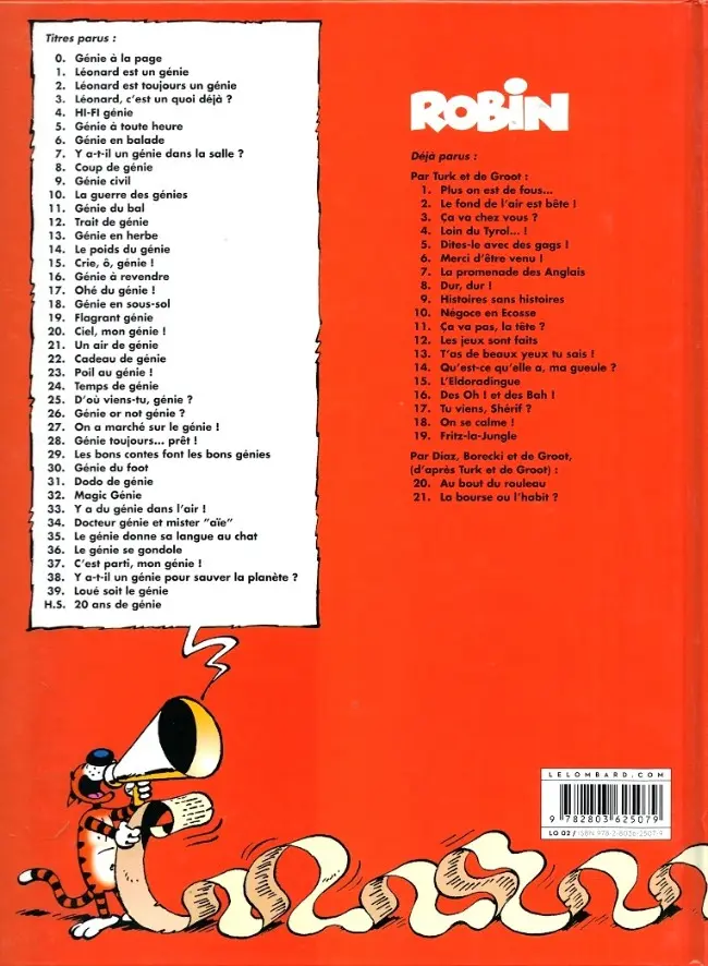 Verso de l'album Léonard Tome 39 Loué soit le génie