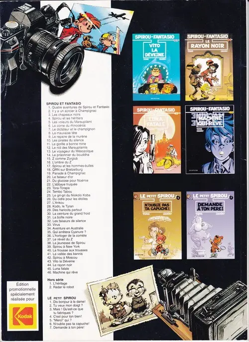 Verso de l'album Spirou et Fantasio Tome 44 Le rayon noir
