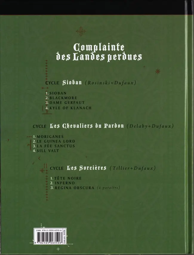 Verso de l'album Complainte des Landes perdues Les Sorcières Tome 1 Tête noire