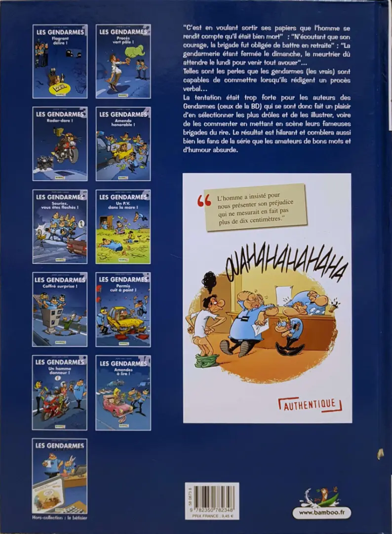 Verso de l'album Les Gendarmes Le bêtisier des véritables dépositions