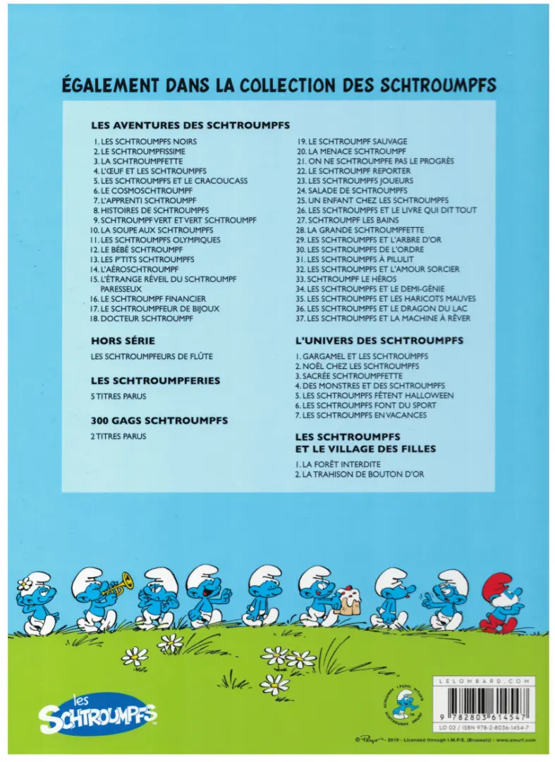 Verso de l'album Les Schtroumpfs Tome 16 Le Schtroumpf financier