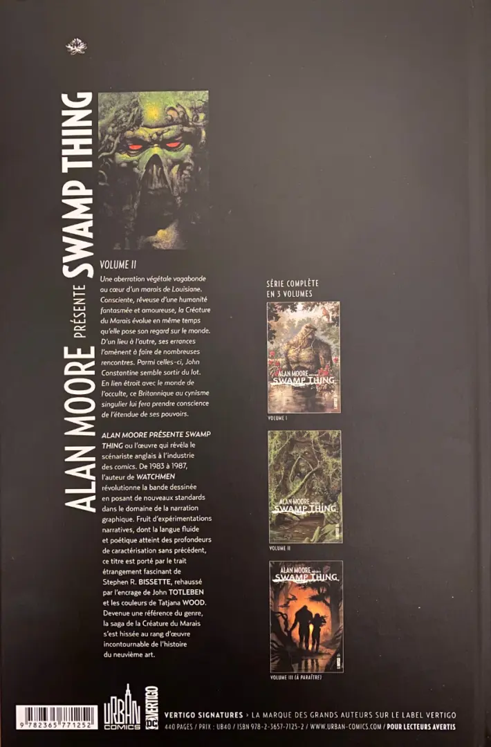 Verso de l'album Swamp Thing Volume II