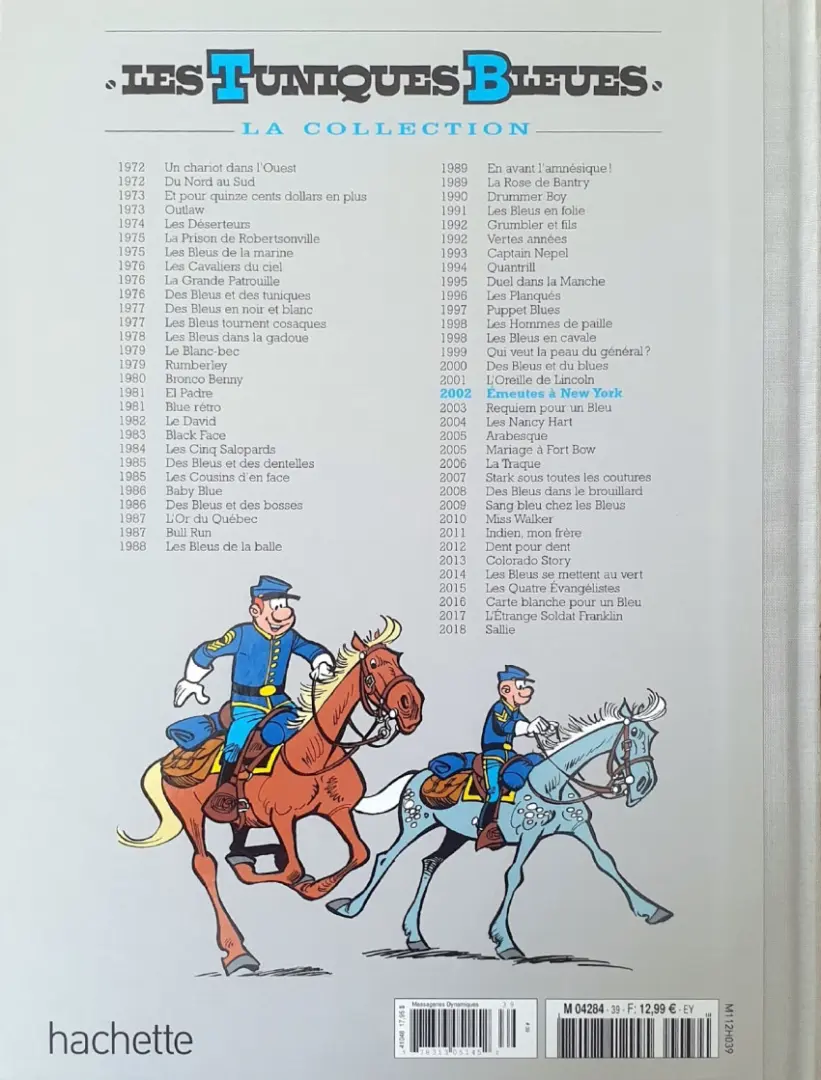 Verso de l'album Les Tuniques Bleues La Collection (Hachette) Tome 39 Émeutes à New York
