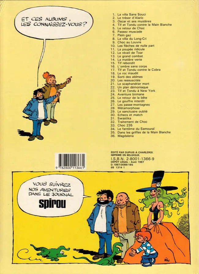 Verso de l'album Tif et Tondu Tome 24 Aventure birmane