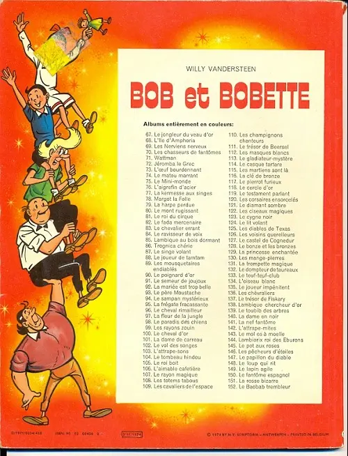 Verso de l'album Bob et Bobette Tome 94 Le Sampan mystérieux