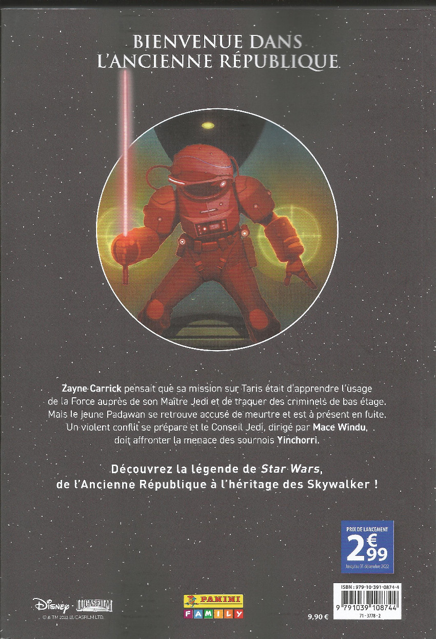 Verso de l'album Star Wars Légendes : Les Récits Légendaires 1 La défense de la république