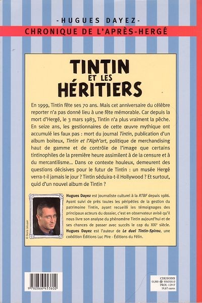 Verso de l'album Tintin et les héritiers