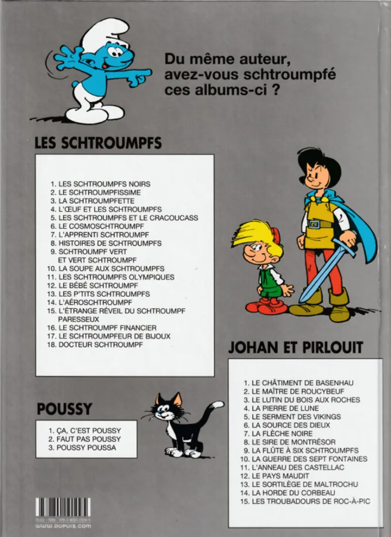 Verso de l'album Les Schtroumpfs Tome 2 Le schtroumpfissime