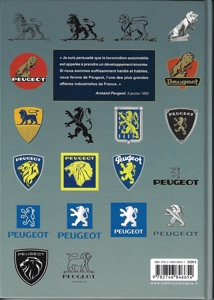 Verso de l'album Peugeot Le prestige du Lion
