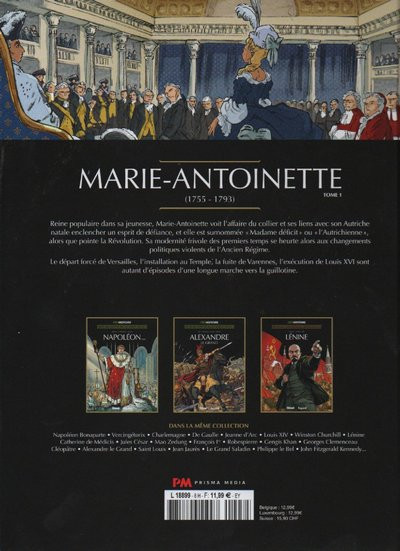 Verso de l'album Les grands personnages de l'Histoire en bandes dessinées Tome 45 Marie-Antoinette - Tome 1