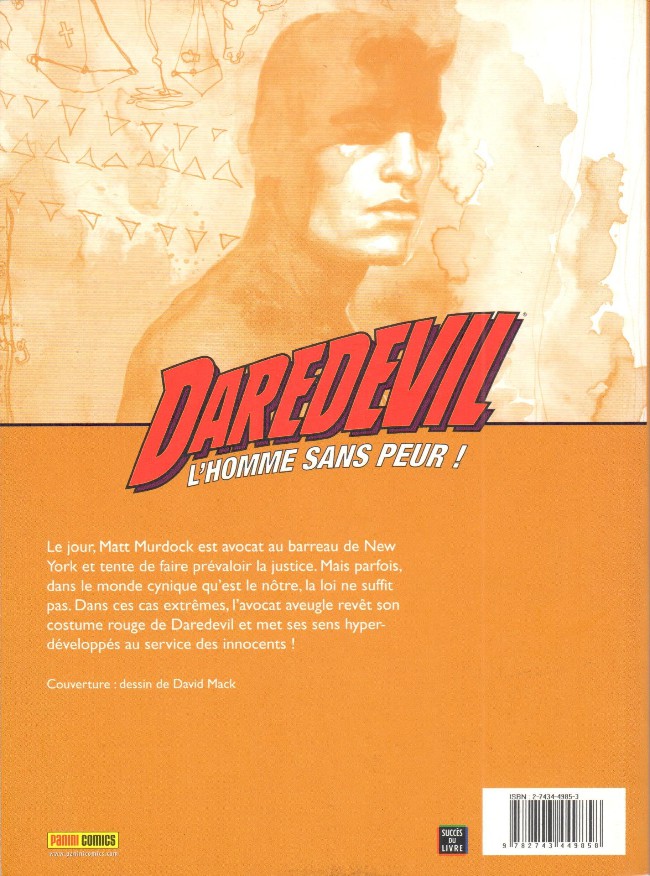 Verso de l'album Daredevil Tome 2 Tranche de vide