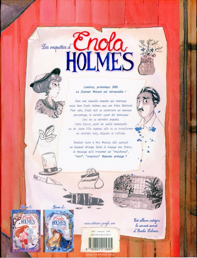 Verso de l'album Les Enquêtes d'Enola Holmes Tome 3 Le mystère des pavots blancs
