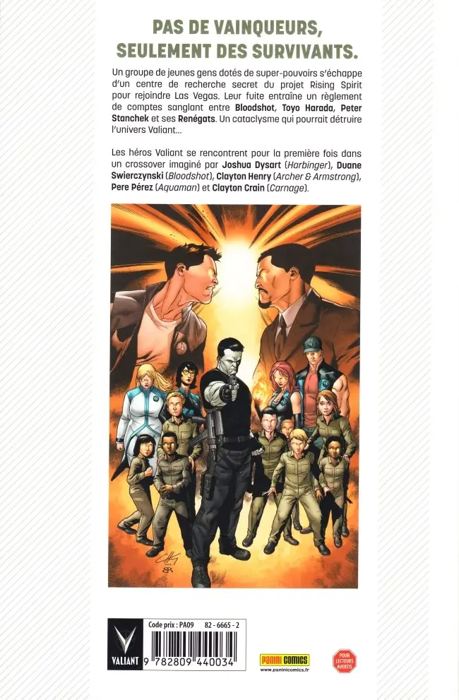 Verso de l'album Harbinger Wars La Guerre des Harbingers