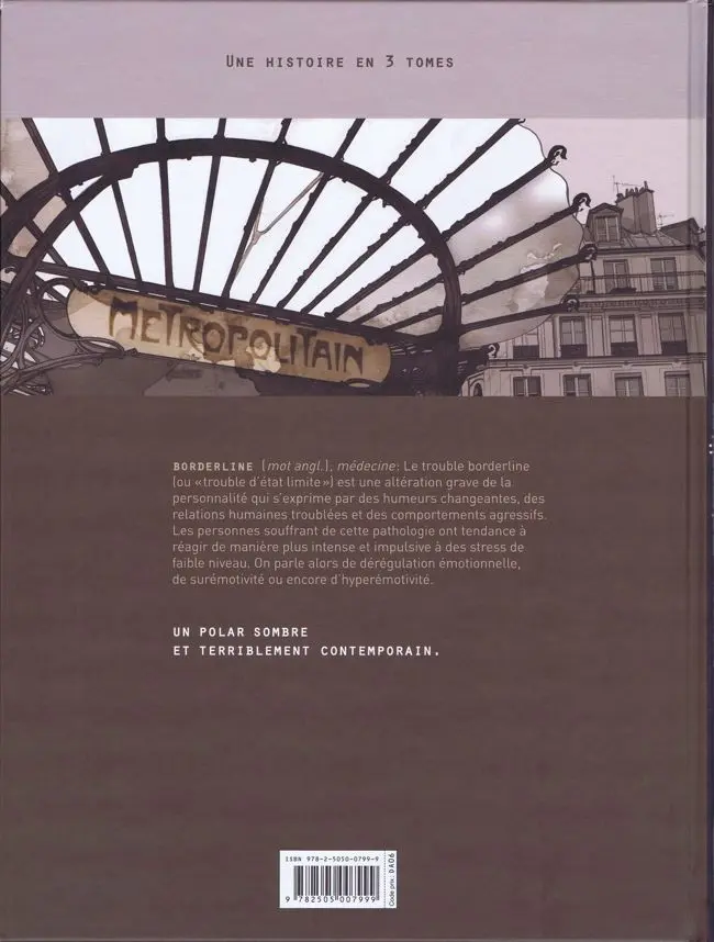 Verso de l'album Metropolitan Tome 1 Borderline