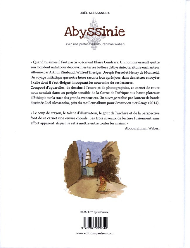 Verso de l'album Abyssinie, une traversée dessinée