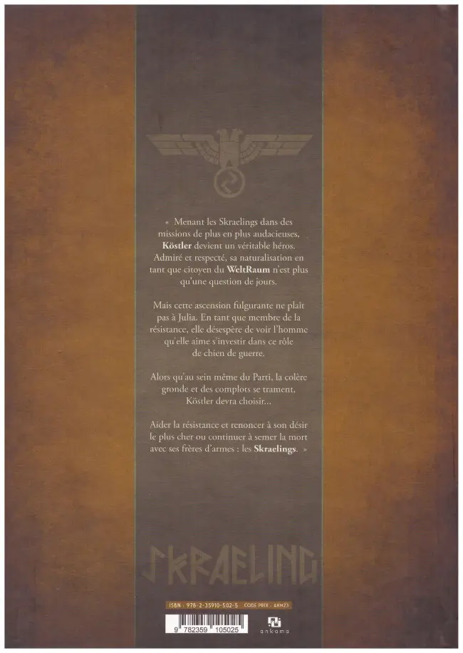 Verso de l'album Skraeling Tome 3 L'Éveil du loup