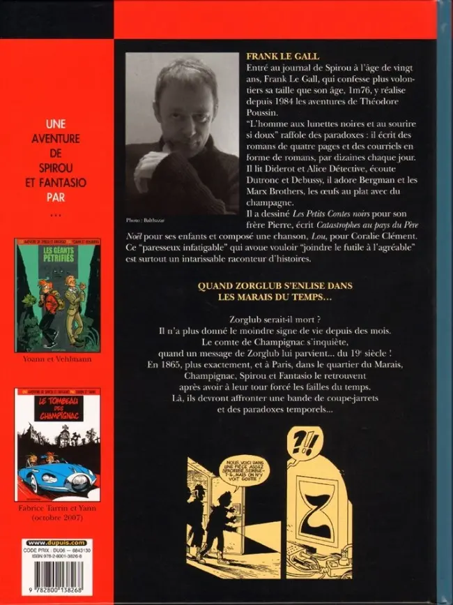 Verso de l'album Spirou et Fantasio - Une aventure de... / Le Spirou de... Tome 2 Les Marais du temps