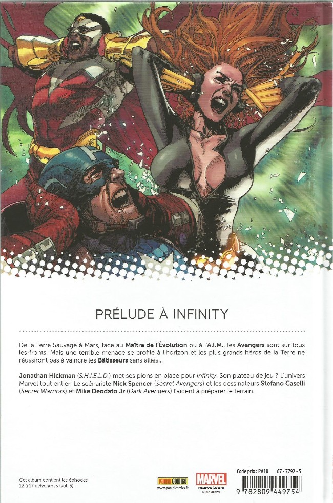 Verso de l'album Avengers Tome 3 Prélude à Infinity