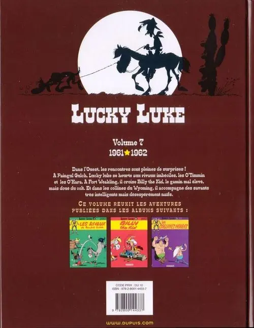 Verso de l'album Lucky Luke L'Intégrale Volume 7 1961-1962