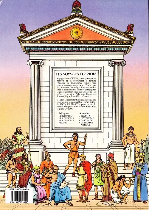 Verso de l'album Les voyages d'Orion Tome 1 La Grèce (1)