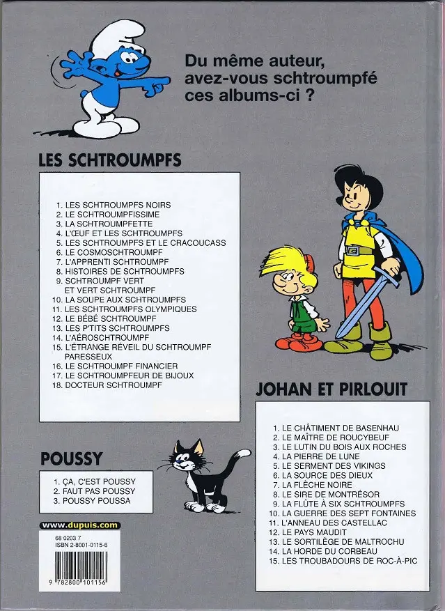 Verso de l'album Les Schtroumpfs Tome 8 Histoires de Schtroumpfs