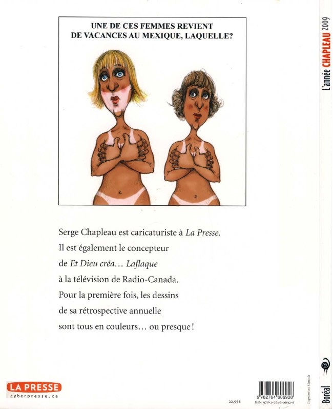 Verso de l'album L'année Chapleau 2009