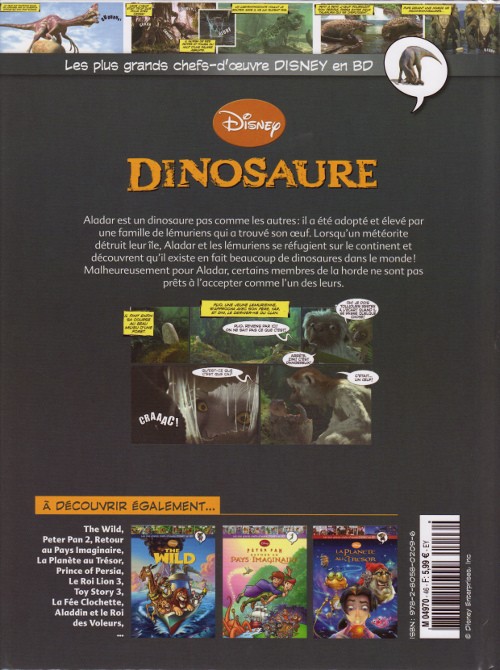 Verso de l'album Les plus grands chefs-d'œuvre Disney en BD Tome 46 Dinosaure