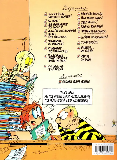 Verso de l'album L'Élève Ducobu Tome 14 Premier de la classe