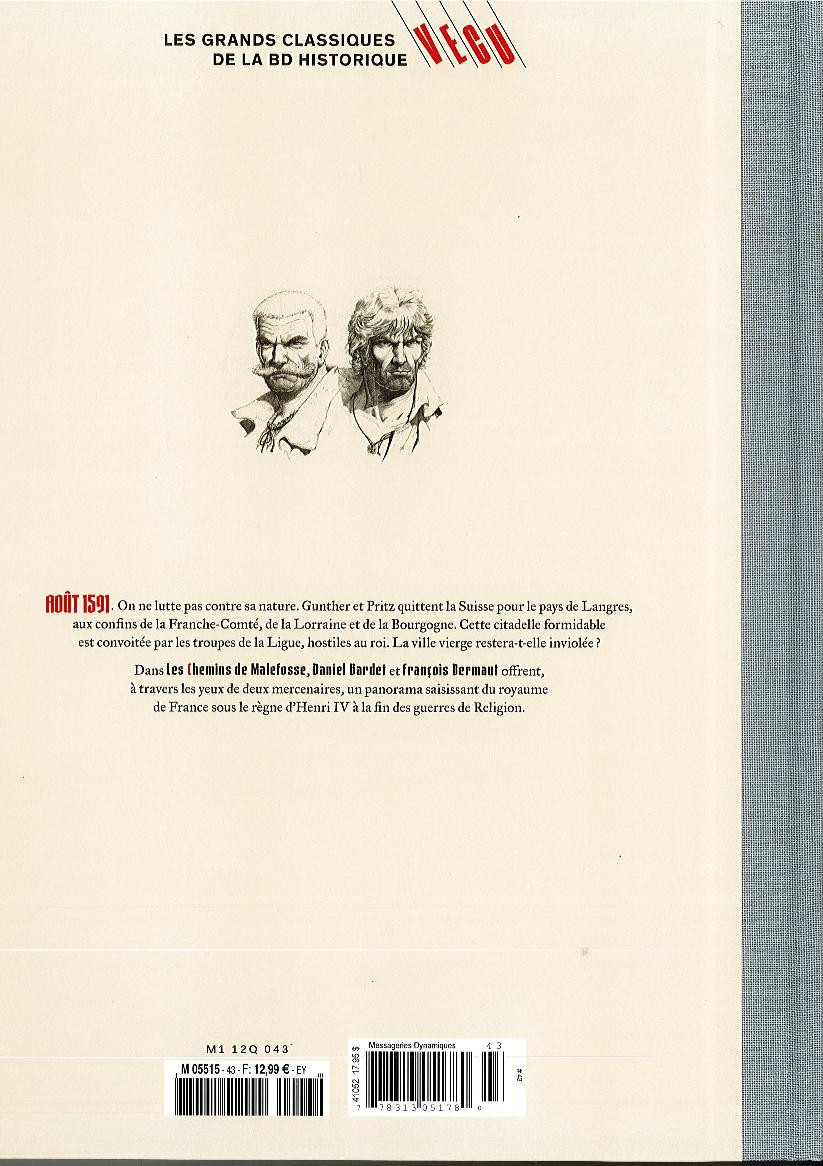 Verso de l'album Les grands Classiques de la BD Historique Vécu - La Collection Tome 44 Les Chemins de Malefosse - Tome  VII : La Vierge