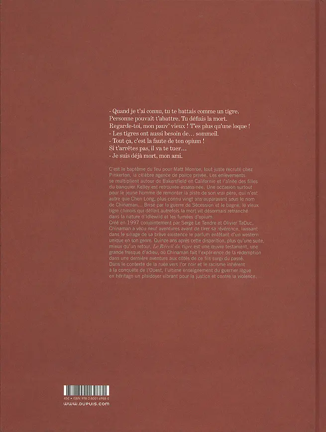 Verso de l'album Le réveil du tigre