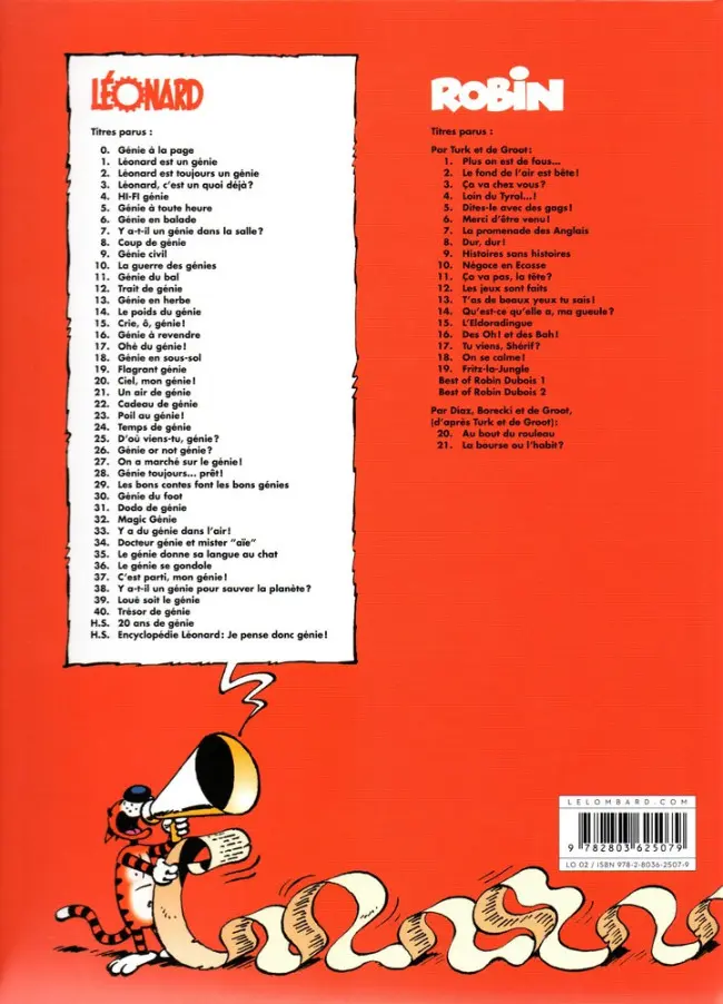 Verso de l'album Léonard Tome 39 Loué soit le génie