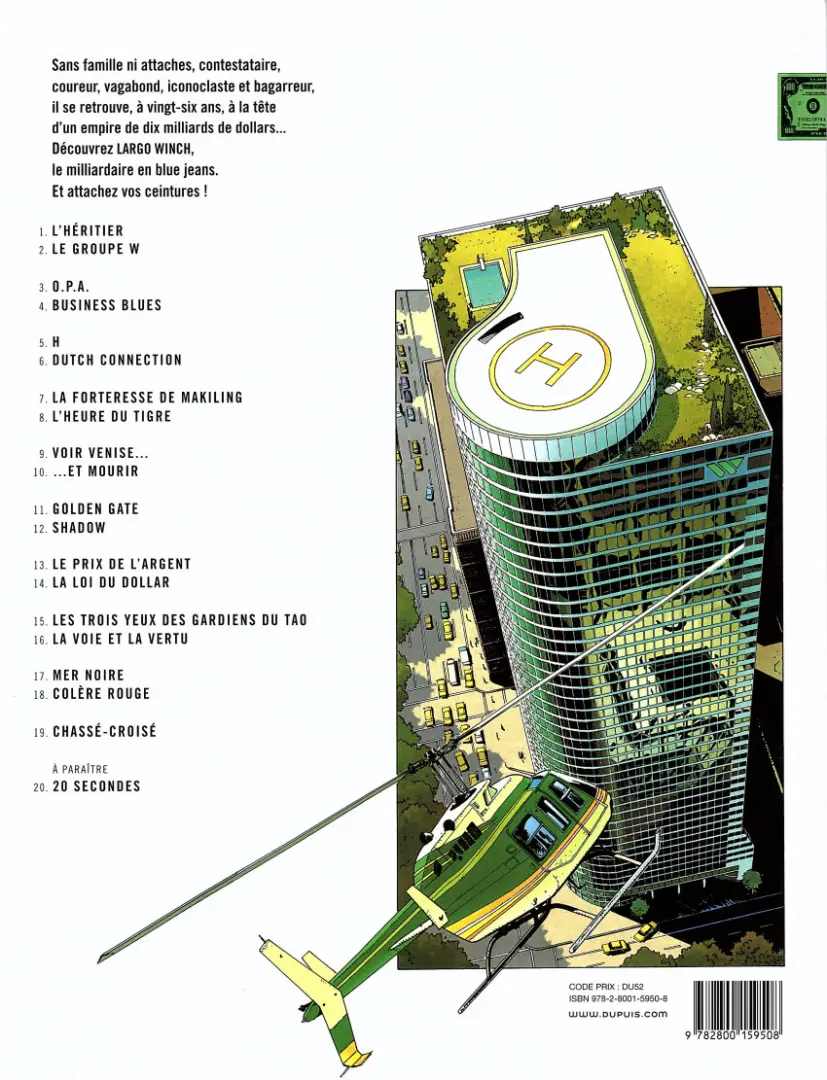 Verso de l'album Largo Winch Tome 6 Dutch connection