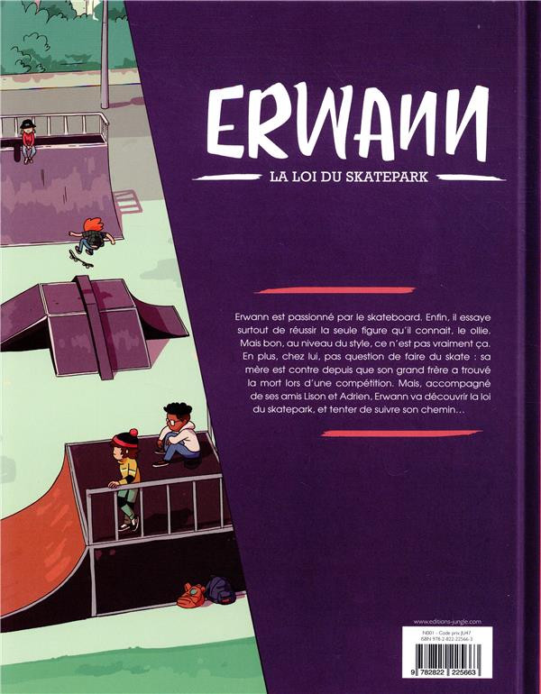 Verso de l'album Erwann 1 La loi du Skatepark