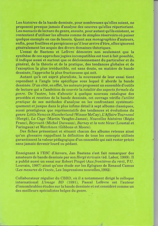 Verso de l'album Pour une lecture moderne de la bande dessinée