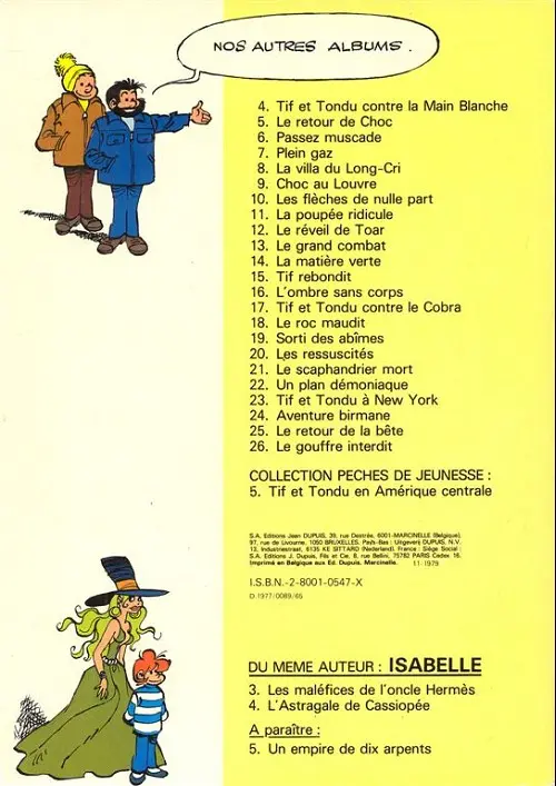 Verso de l'album Tif et Tondu Tome 25 Le retour de la bête