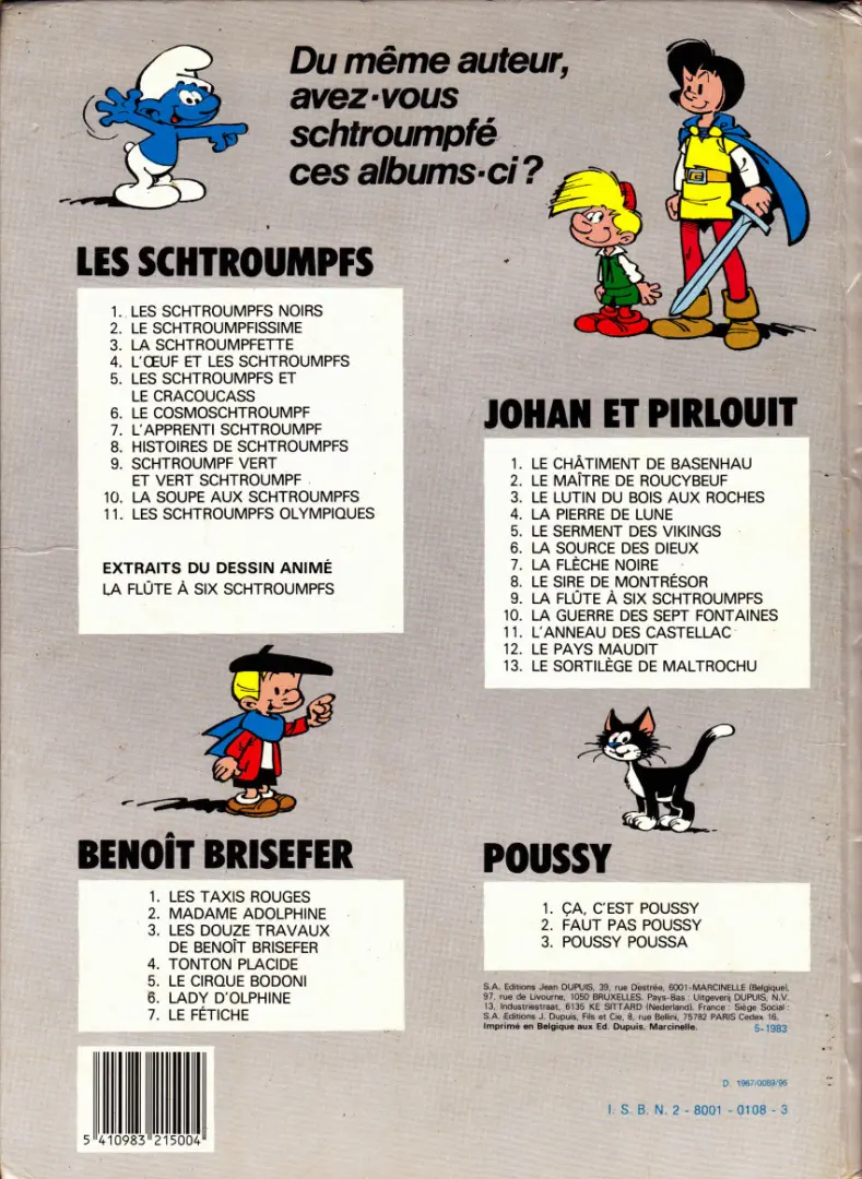 Verso de l'album Les Schtroumpfs Tome 1 Les Schtroumpfs noirs