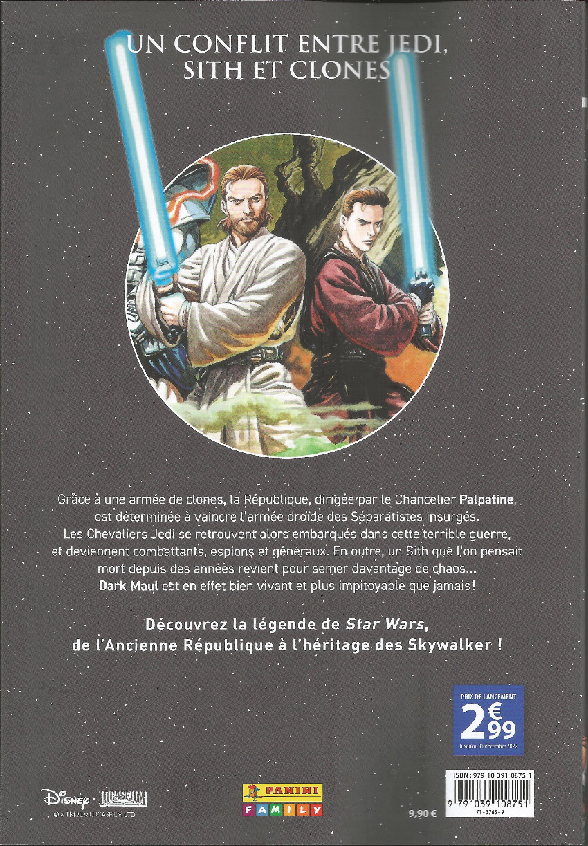Verso de l'album Star Wars Légendes : Les Récits Légendaires 2 Les Jedi en guerre