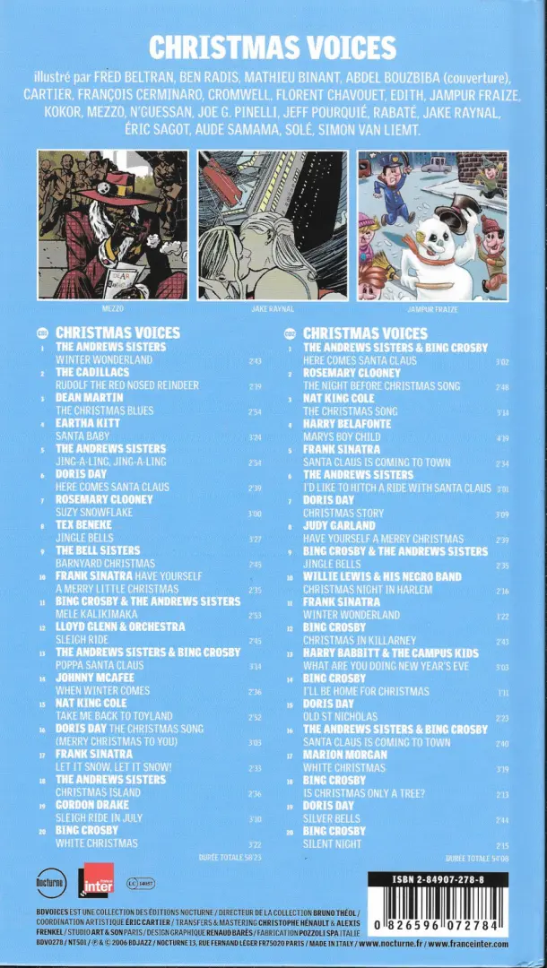 Verso de l'album BD Voices Chritsmas voices