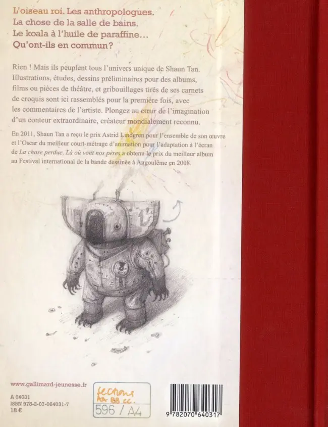 Verso de l'album L'oiseau roi et autres dessins