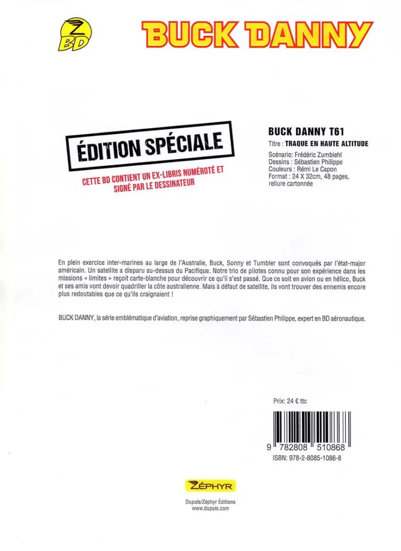 Verso de l'album Buck Danny Tome 61 Traque en haute altitude
