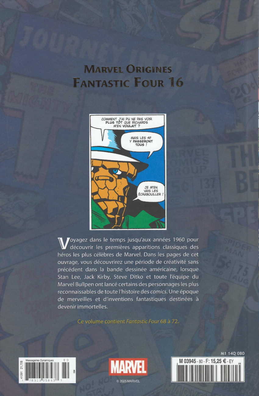 Verso de l'album Marvel Origines N° 80 Fantastic Four 16 (1967)