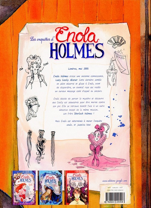 Verso de l'album Les Enquêtes d'Enola Holmes Tome 4 Le secret de l'éventail