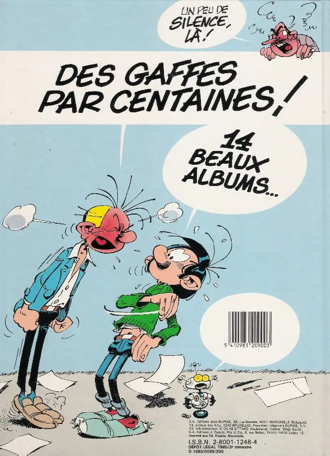 Verso de l'album Gaston Tome 0 Gaffes et gadgets